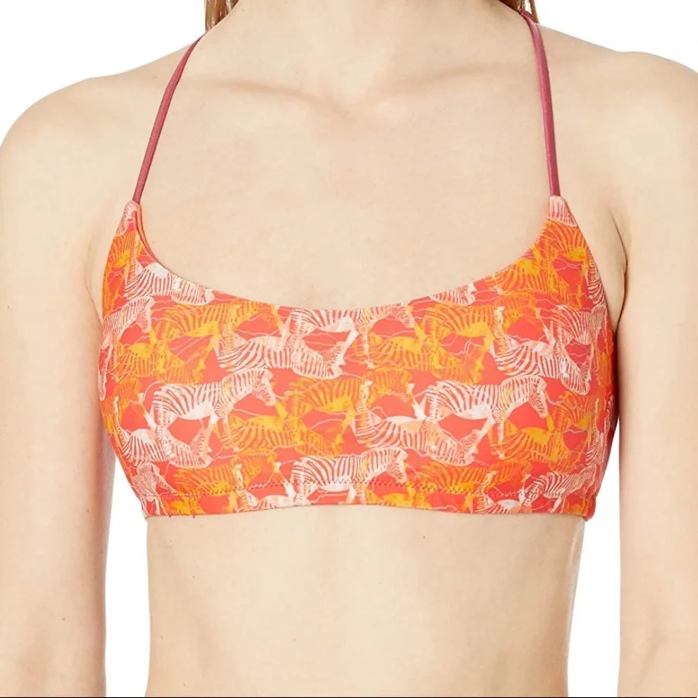 PRANA NWT Merrow Bikini Top Carmine Pink Safari - Picture 2 of 5